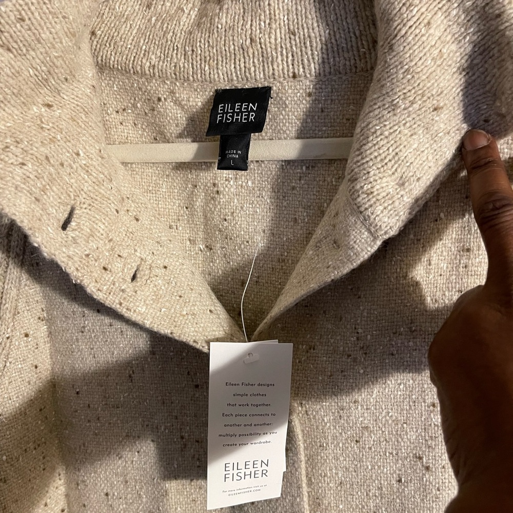 Eileen Fisher Beige Ribbed Cardigan - Picture 5 of 12
